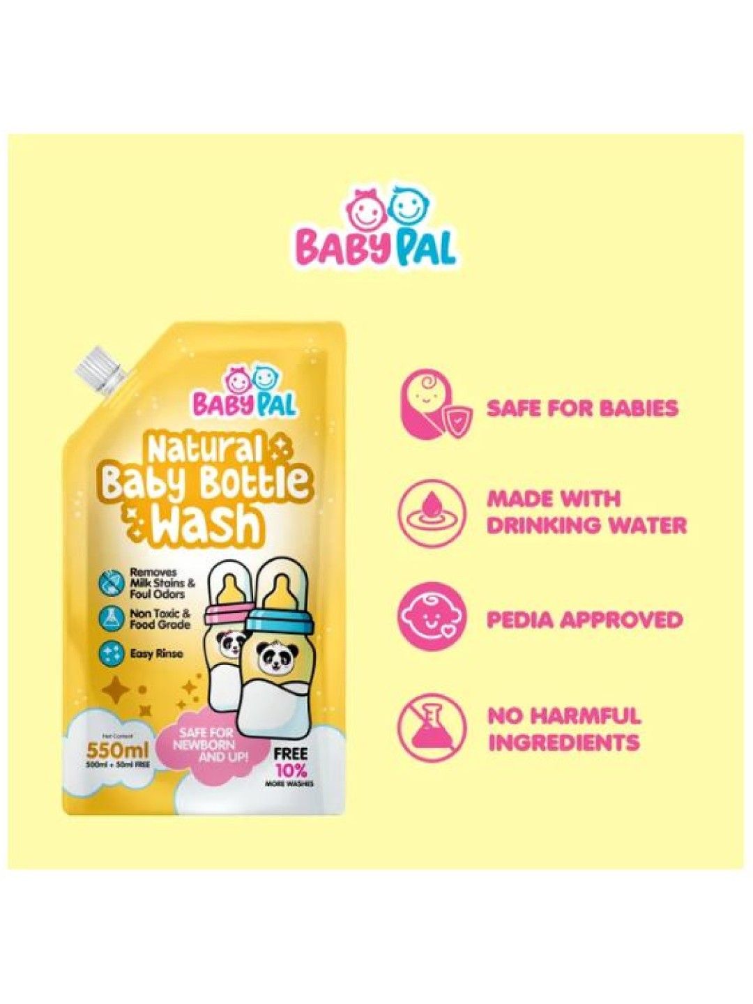 BabyPal Natural Baby Bottle Wash (550ml) (No Color- Image 2)