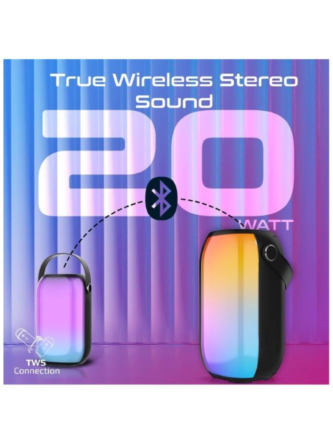 Promate SPECTRO-20 LumiSound™ HD 20W RGB True Wireless Bluetooth v5.3 Speaker (No Color- Image 2)