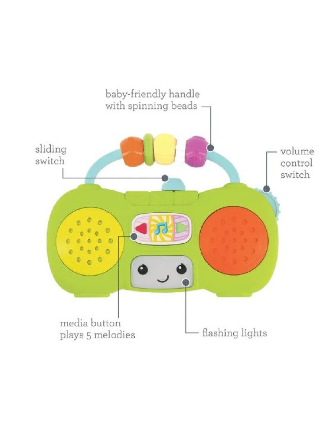 Infantino Music & Light Pretend Mini Boombox (No Color- Image 2)