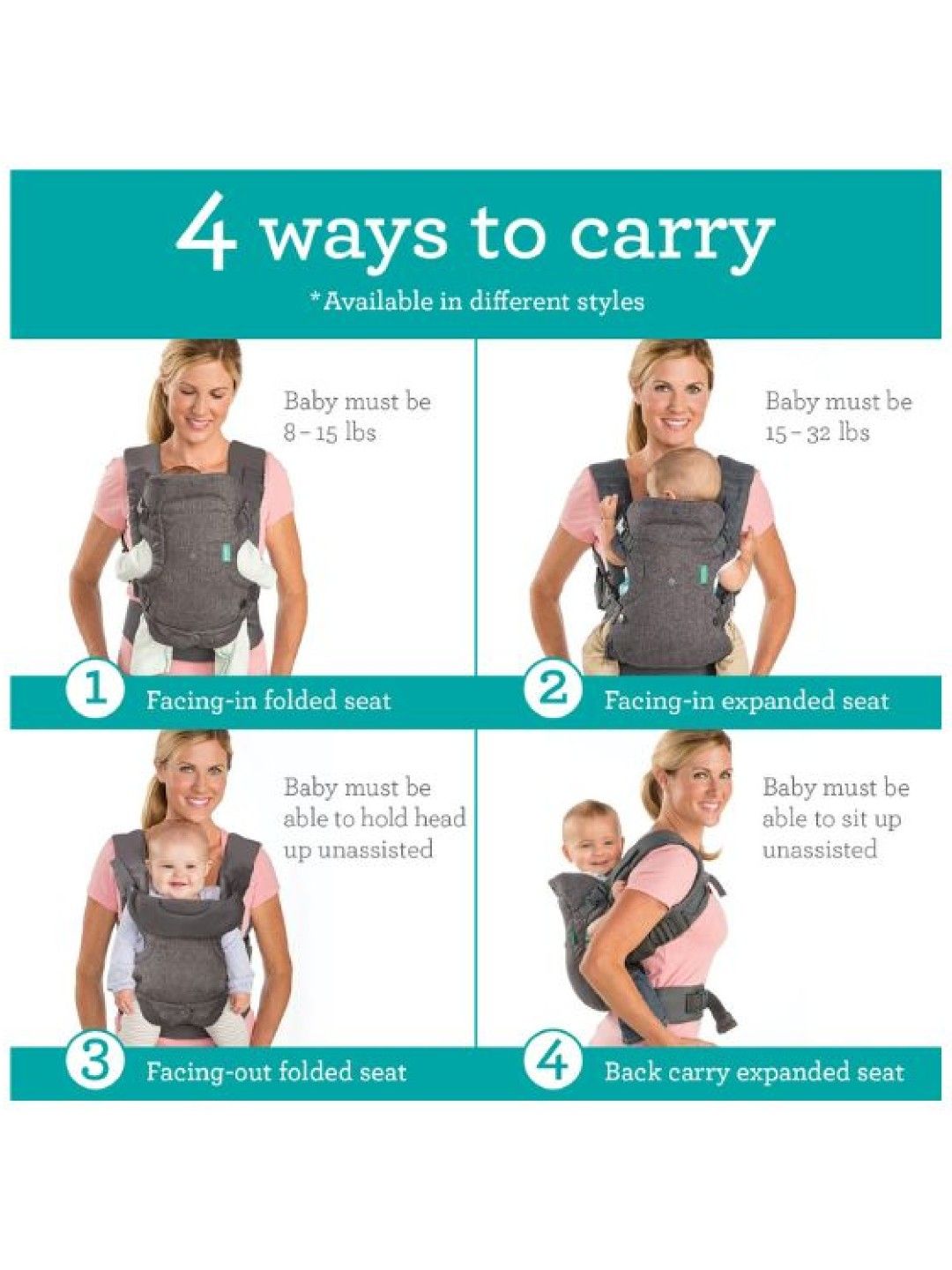 Infantino Flip 4-in-1 Convertible Carrier (Rainbow- Image 2)