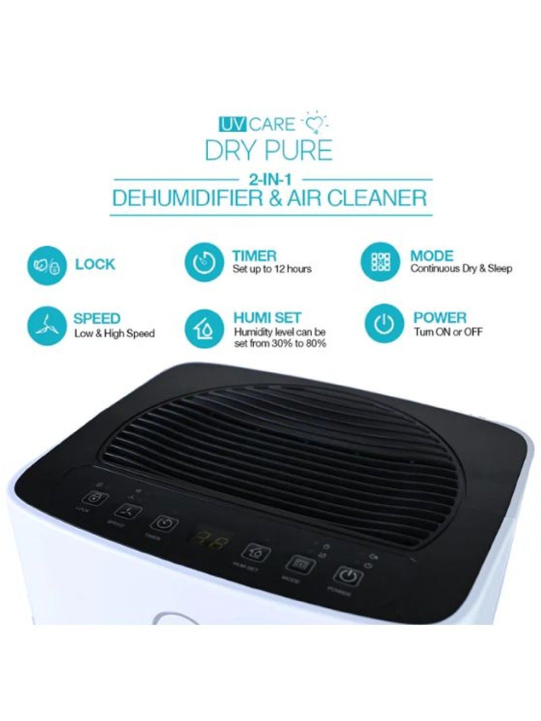 UV Care Dry Pure 2-In-1 Dehumidifier & Air Cleaner 12L (No Color- Image 2)