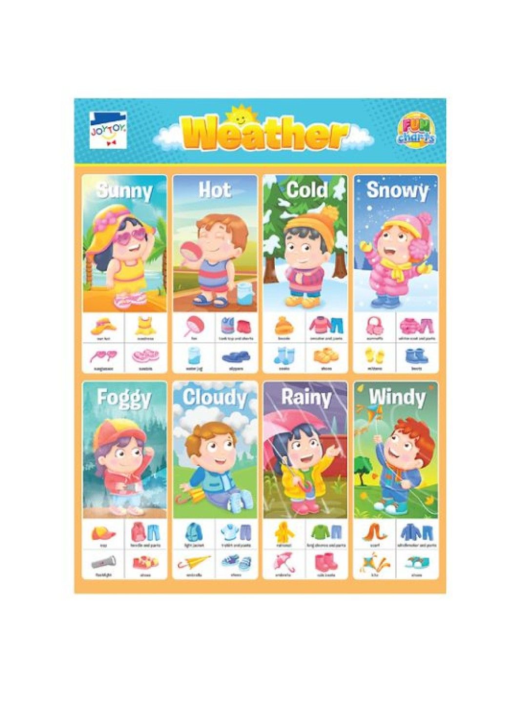 Joytoy Weather & Telling Time 2-1 Fun Chart (No Color- Image 2)