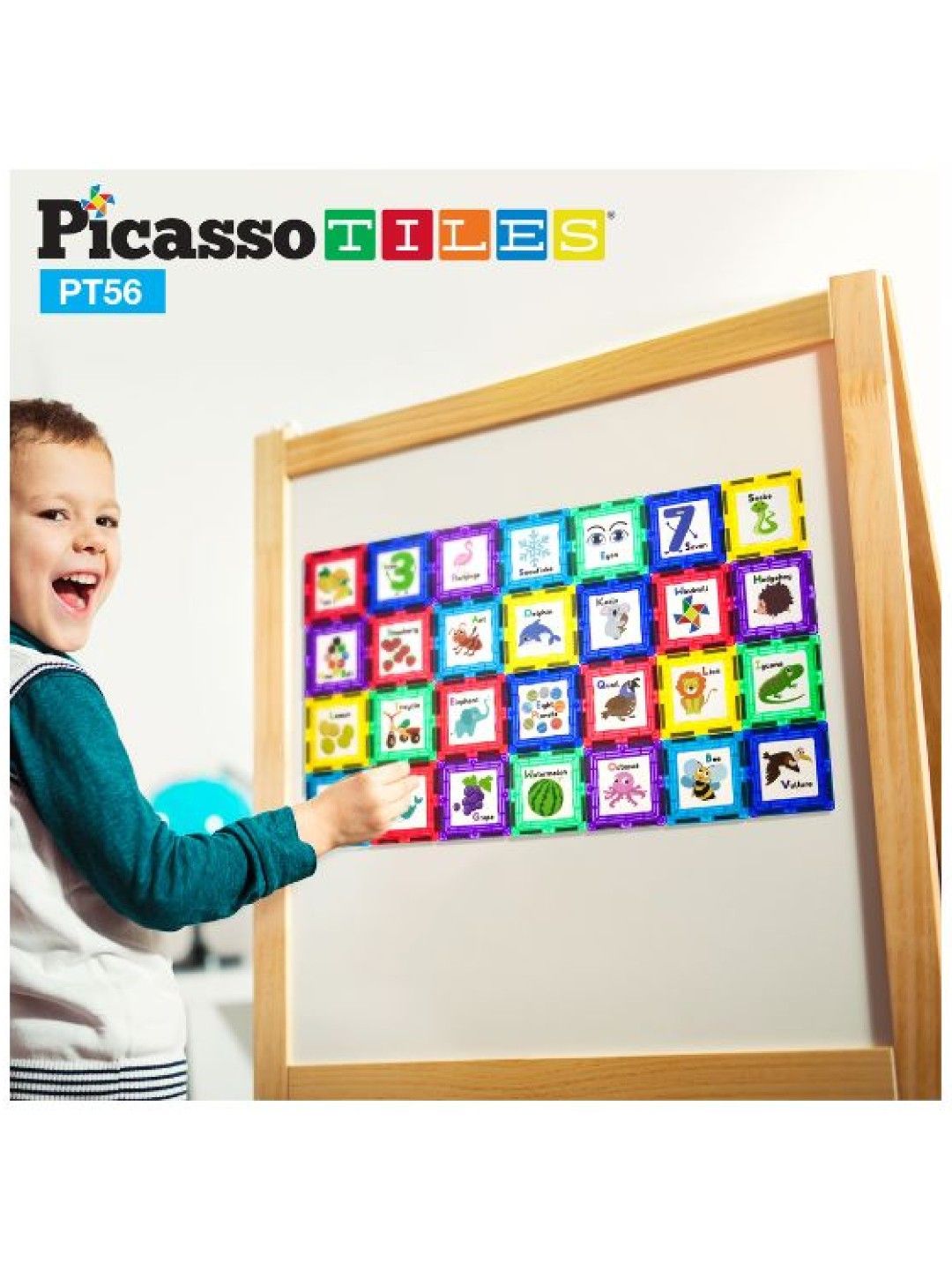 Picasso Tiles 56pc Fundamental & Cognition Set (No Color- Image 2)