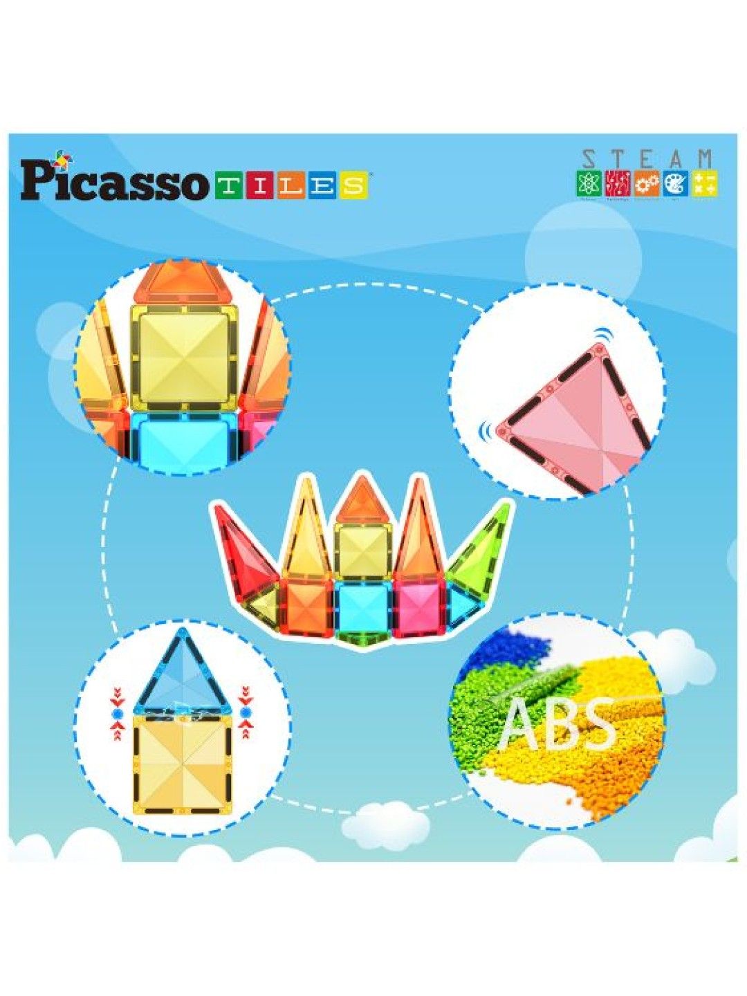 Picasso Tiles 36pc Mini Diamond Magnetic Tiles (No Color- Image 2)