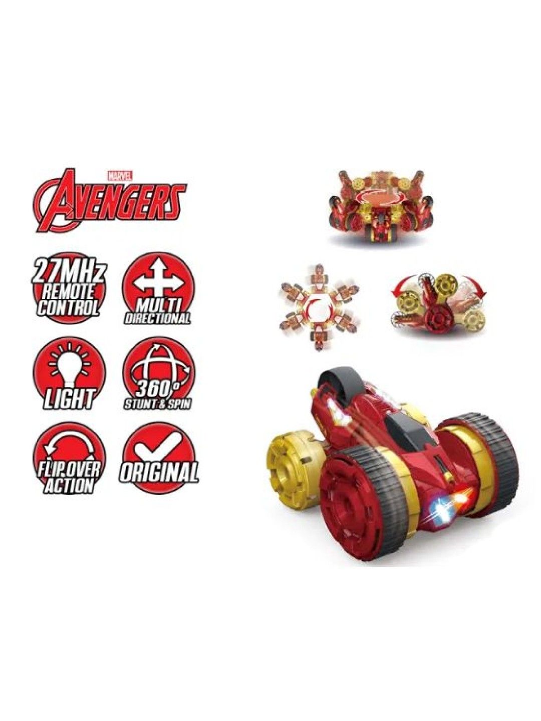 Marvel Original Iron Man Full-Function 5-Wheel Stunt Remote Control Car (2.4GHz) (No Color- Image 2)