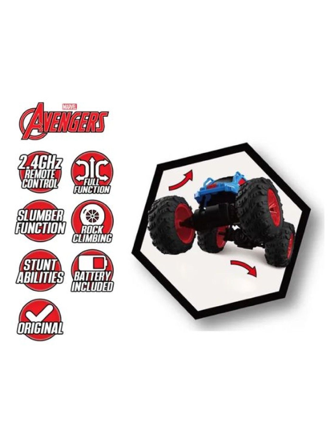 Marvel Original Captain America 2.4GHz Full-Function Rock Climbing Stunt RC Car (No Color- Image 2)