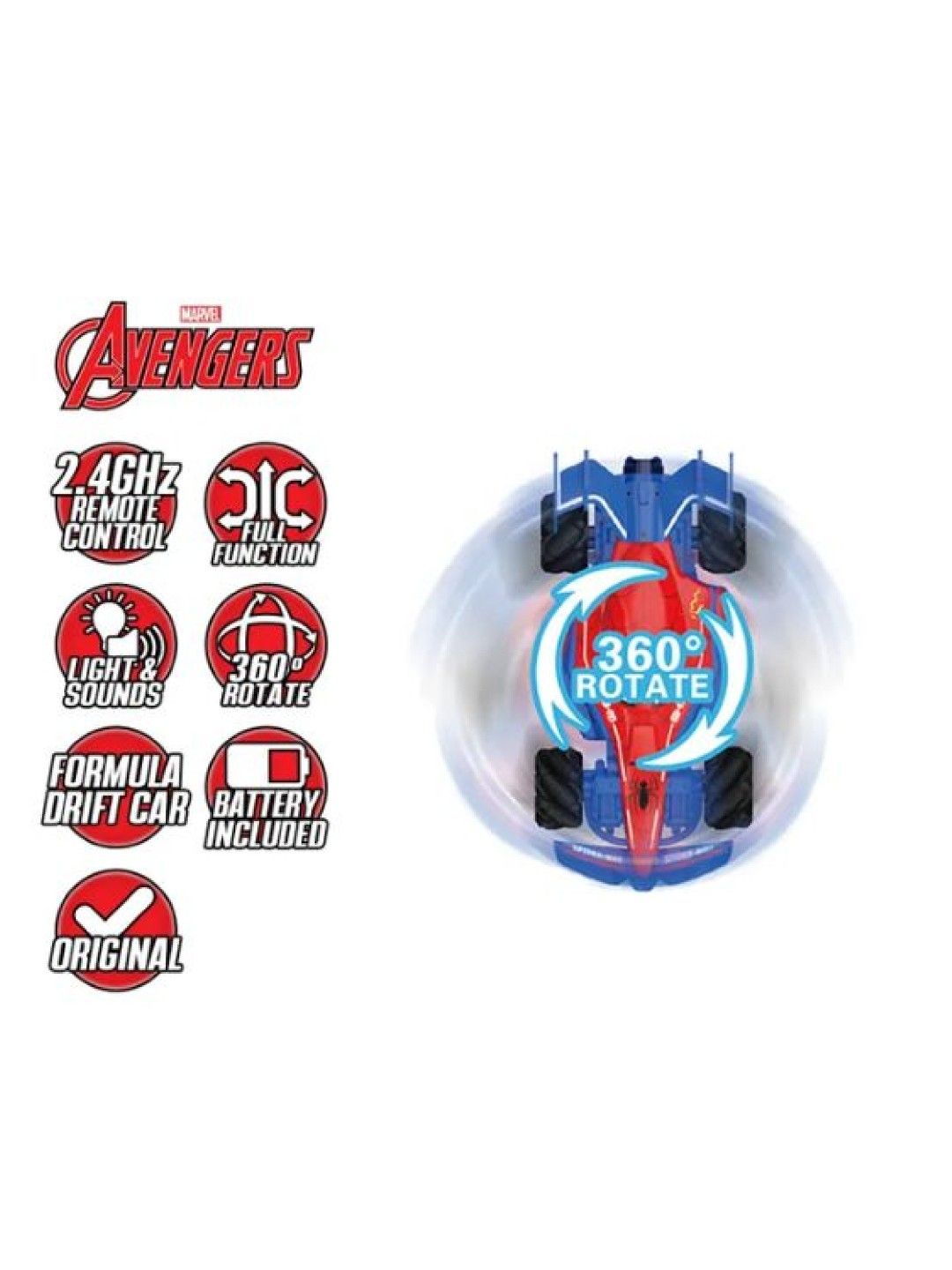 Marvel Original Spider-Man Remote Control Stunt Formula Drift Car (2.4GHz) (No Color- Image 2)