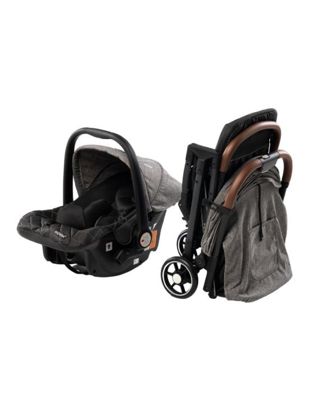 Akeeva Lightweight Travel Stroller w/ Carseat Travel System (Pollux Plus) - Grey (No Color- Image 2)