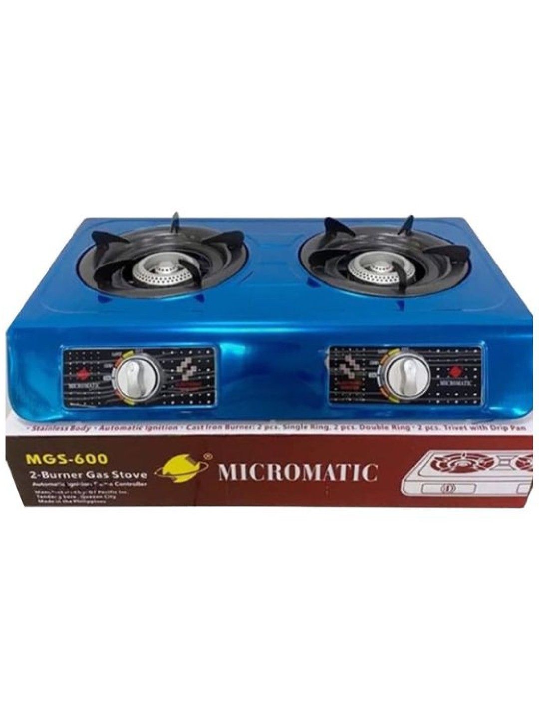 MICROMATIC MGS-600 Double Burner Stainless Gas Stove w/o Regulator (No Color- Image 3)