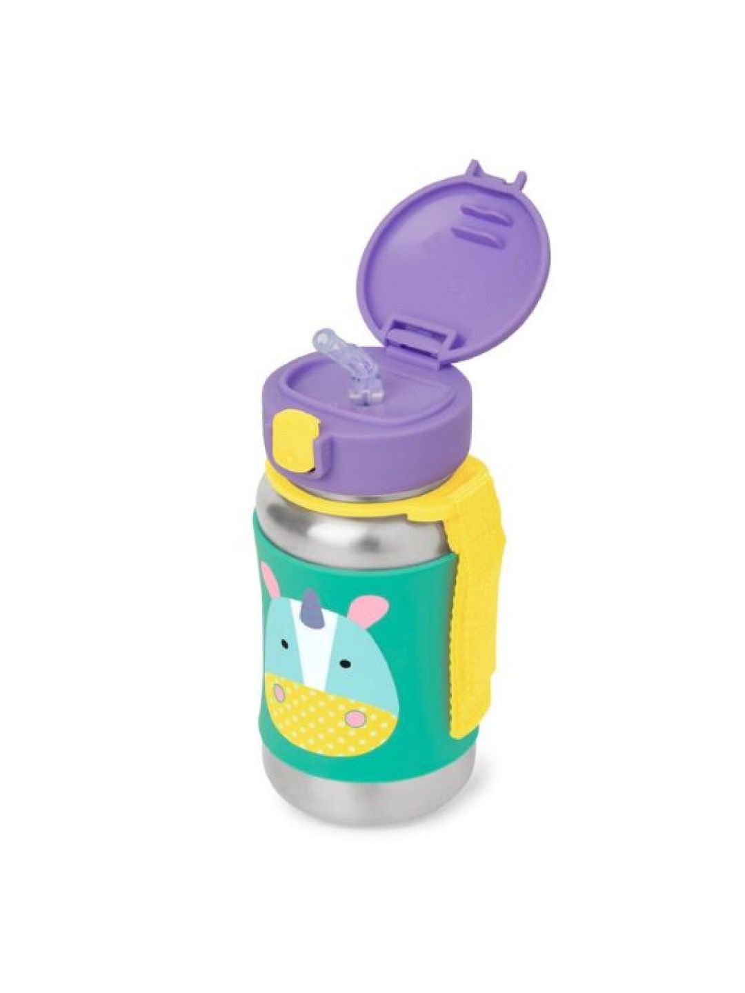 Skip Hop Zoo Stainless Steel Little Kid Straw Bottle (12oz) (Unicorn- Image 2)