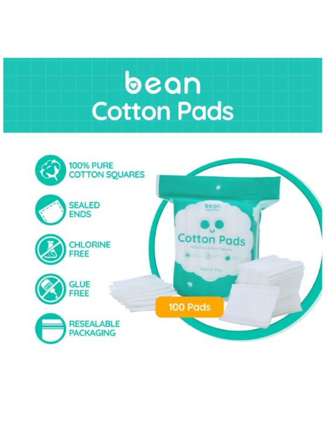 bean essentials Cotton Pads (100 pads) (No Color- Image 2)