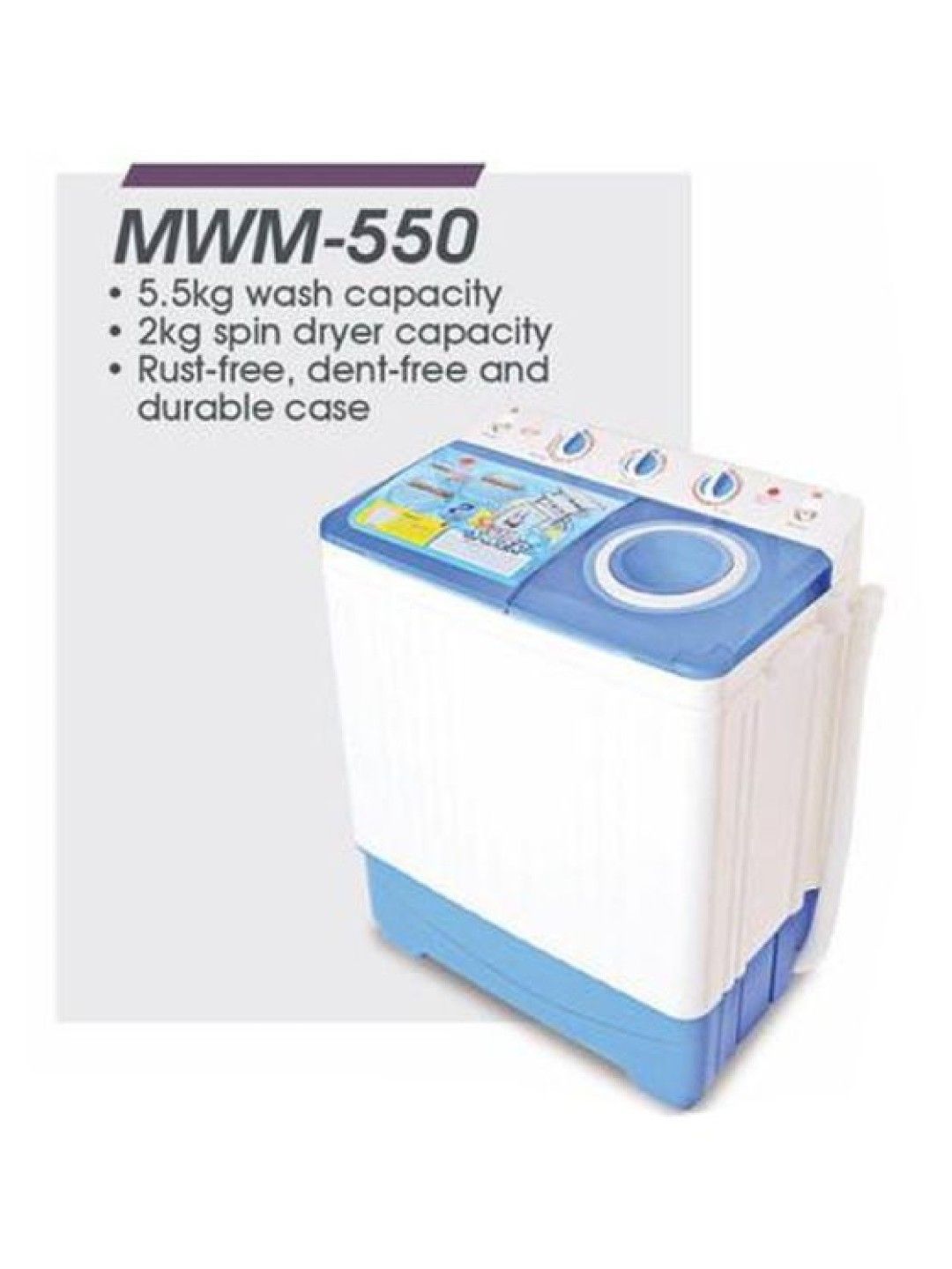 MICROMATIC MWM550 Washing Machine Twin Tub 5.5kg (No Color- Image 2)