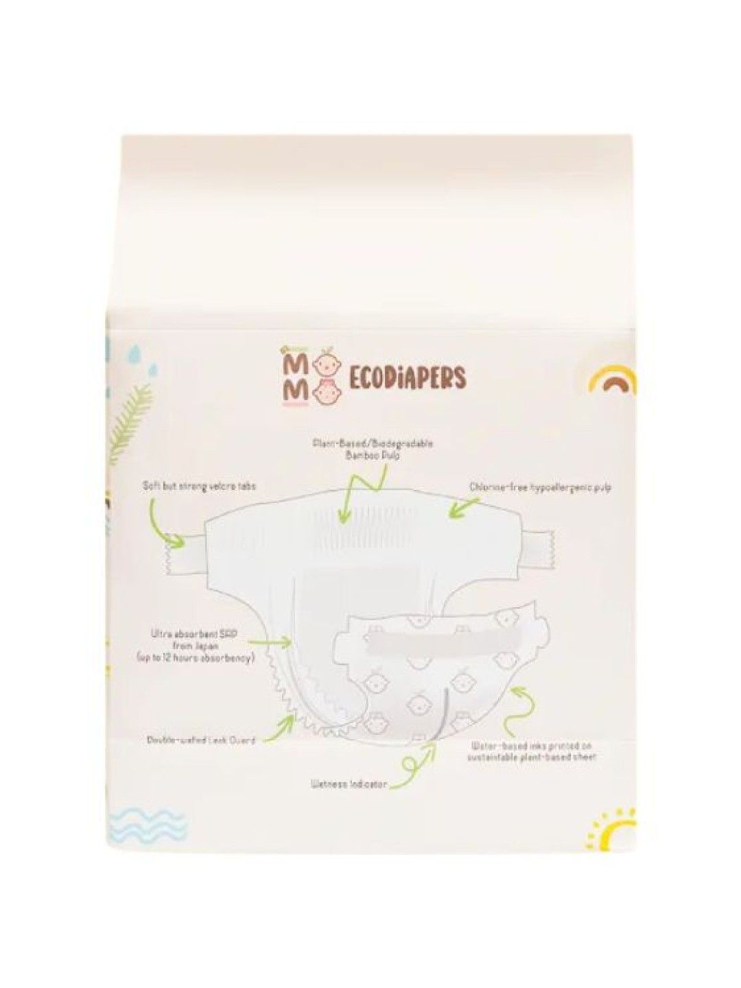 Li'l Momo Ecodiapers Biodegradable Eco-friendly Bamboo Diapers Small (36 pcs) (No Color- Image 2)