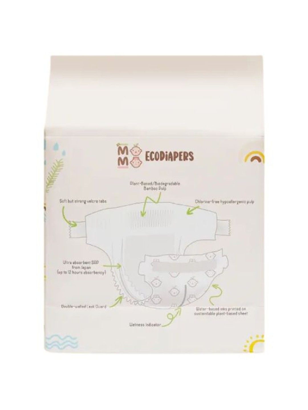 Li'l Momo Ecodiapers Biodegradable Eco-friendly Bamboo Diapers Medium (32 pcs) (No Color- Image 2)