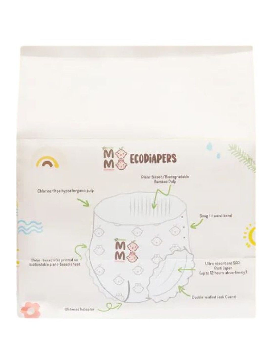 Li'l Momo Ecodiapers Biodegradable Eco-friendly Bamboo Diapers Large (30 pcs) (No Color- Image 2)