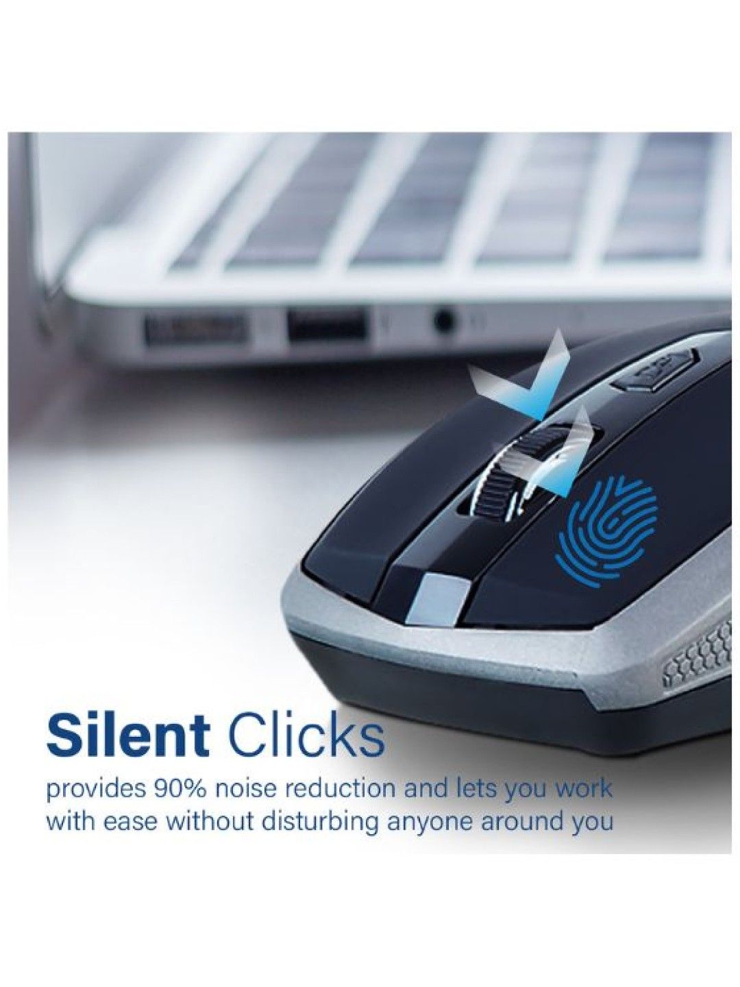 Promate BREEZE Silent Switch Streamlined Wireless Mouse (Silver- Image 2)