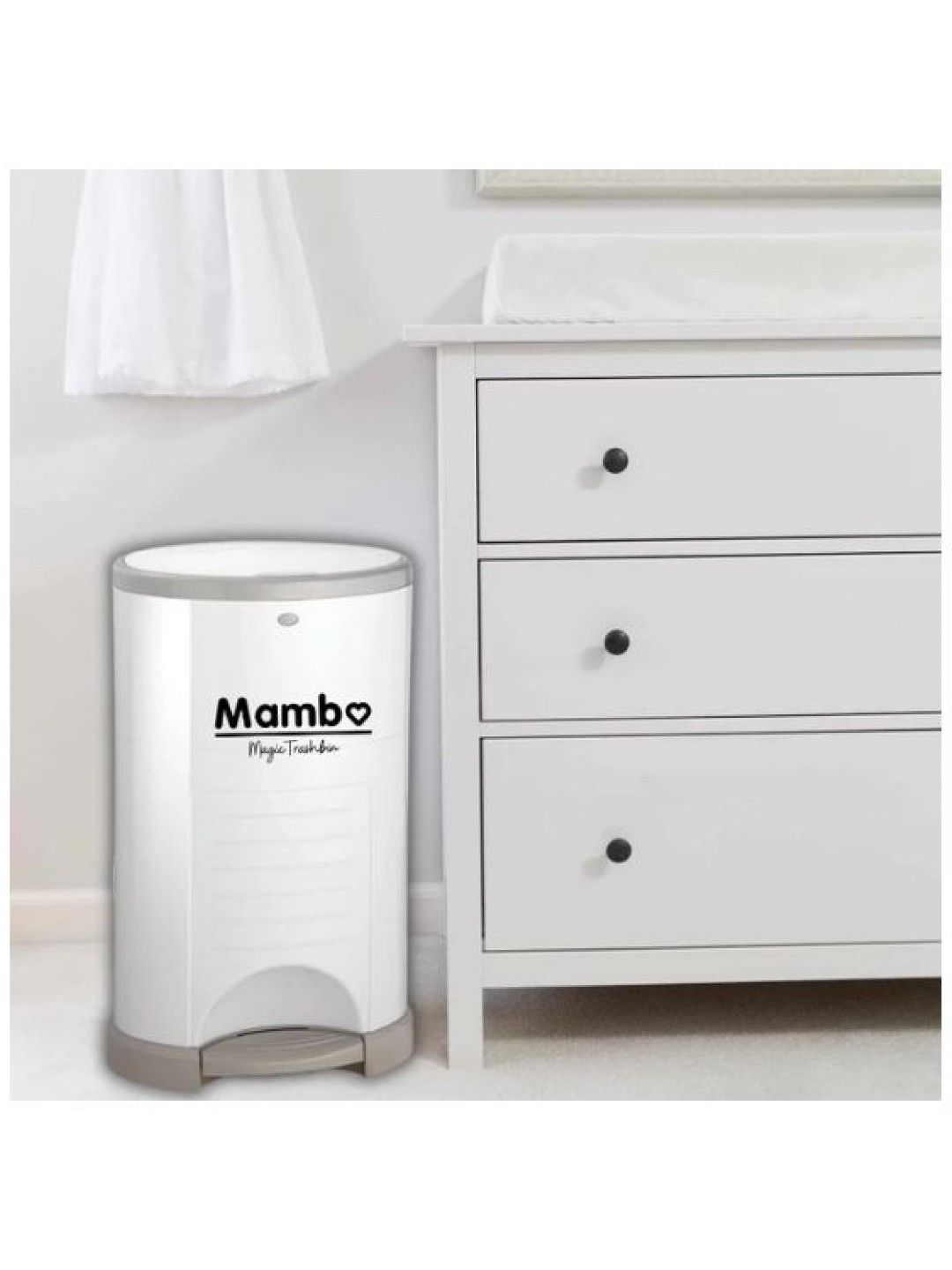 Mambo Baby Diaper Trash Bin (16L) (White- Image 2)