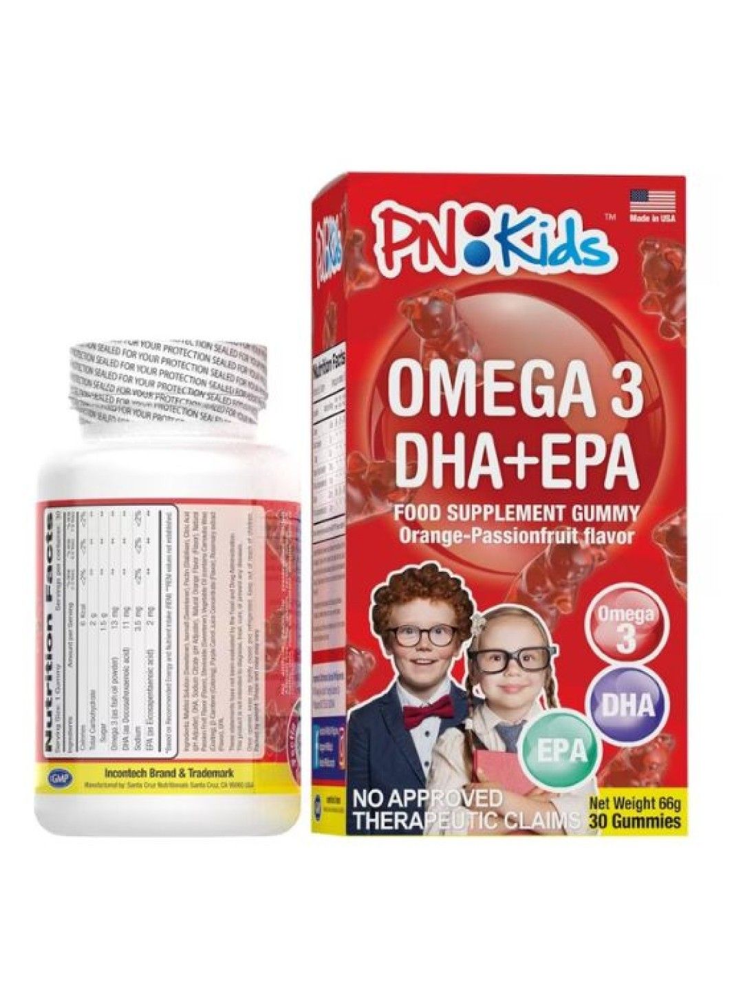 PNKids Omega 3 DHA + EPA Food Supplement Gummy Orange-Passionfruit Flavor 30s (75g) (No Color- Image 2)