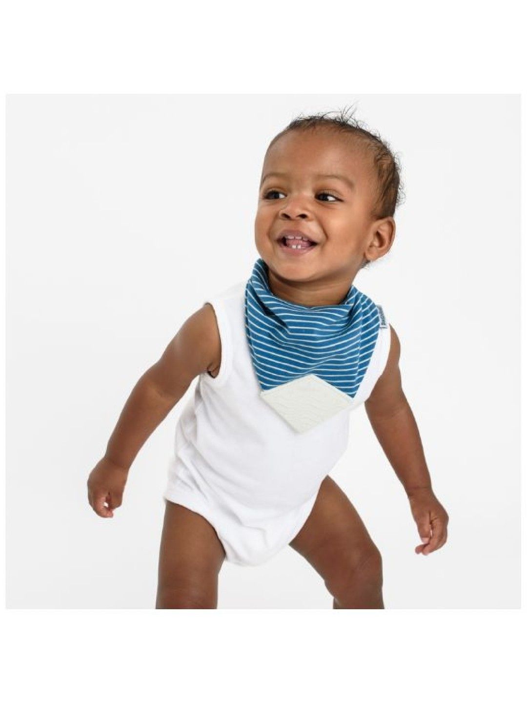 BooginHead Bandana Teether Bib (Blue & Silver- Image 3)