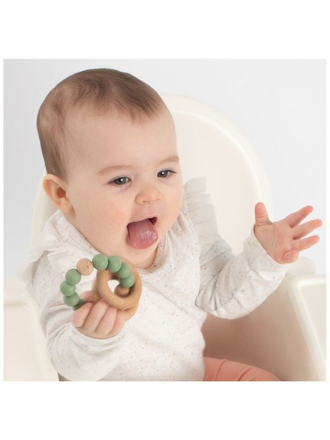 BooginHead Beaded Silicone & Wood Teething Rings (Sage- Image 2)