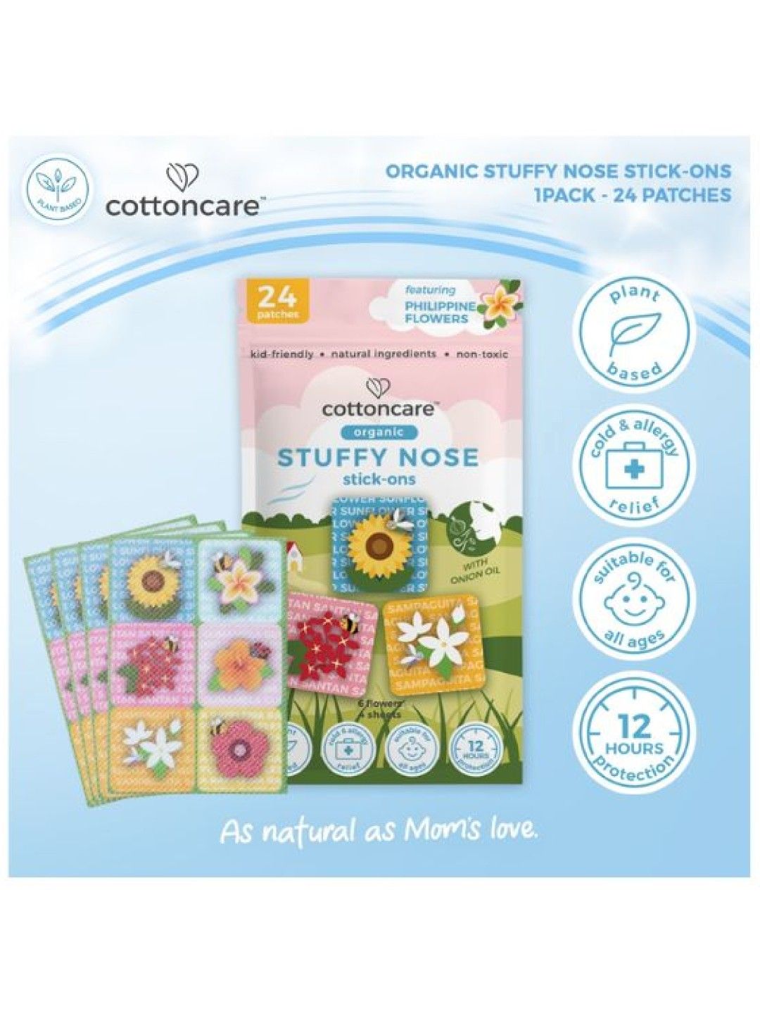 Cotton Central™ Cottoncare Organic Stuffy Nose Stick-Ons (24 patches) (No Color- Image 2)