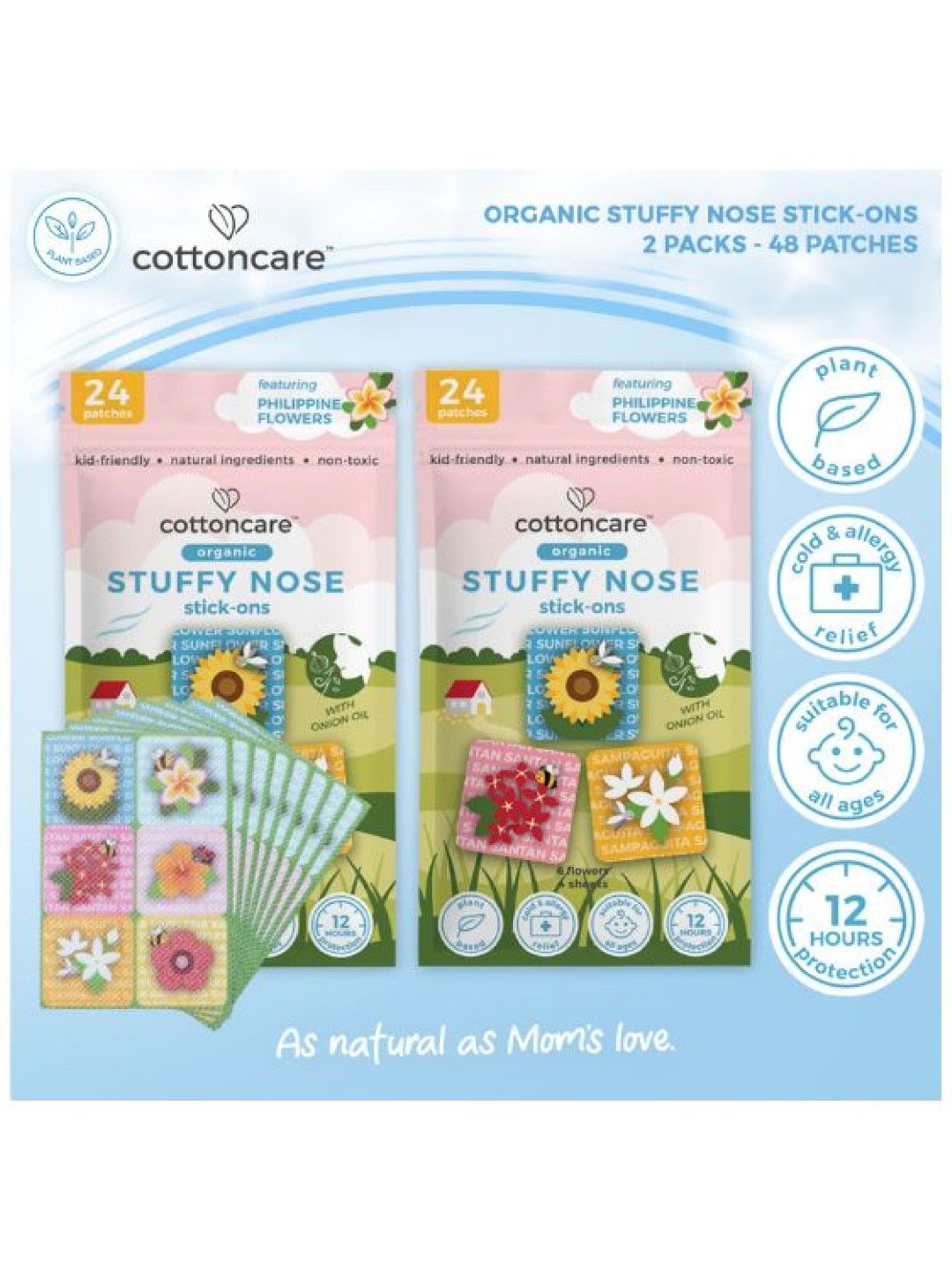 Cotton Central™ Cottoncare Organic Stuffy Nose Stick-Ons 2 Pack (48 patches) (No Color- Image 2)