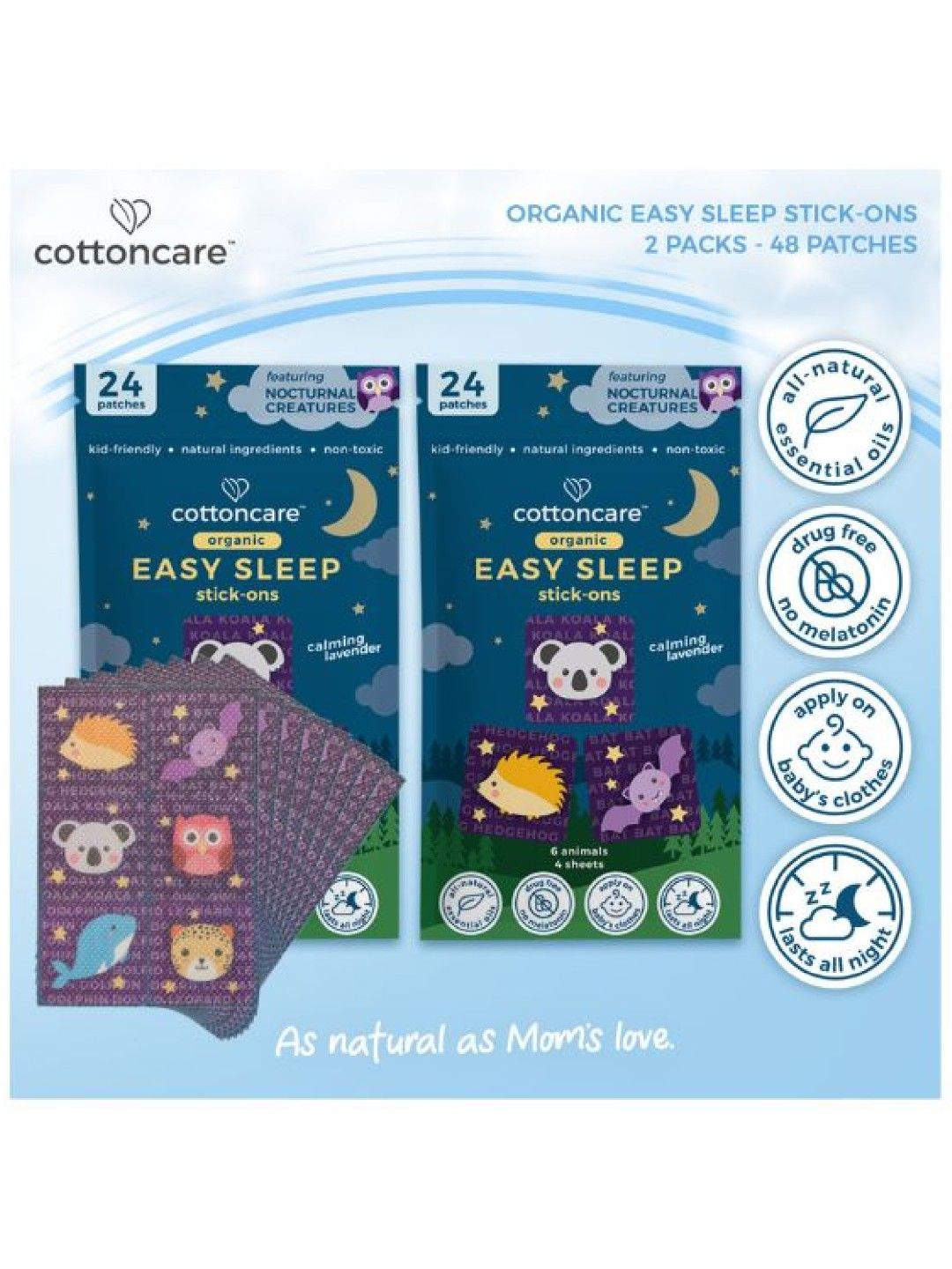 Cotton Central™ Cottoncare Organic Easy Sleep Stick-Ons - Calming Lavender 2 Pack (48 patches) (No Color- Image 2)