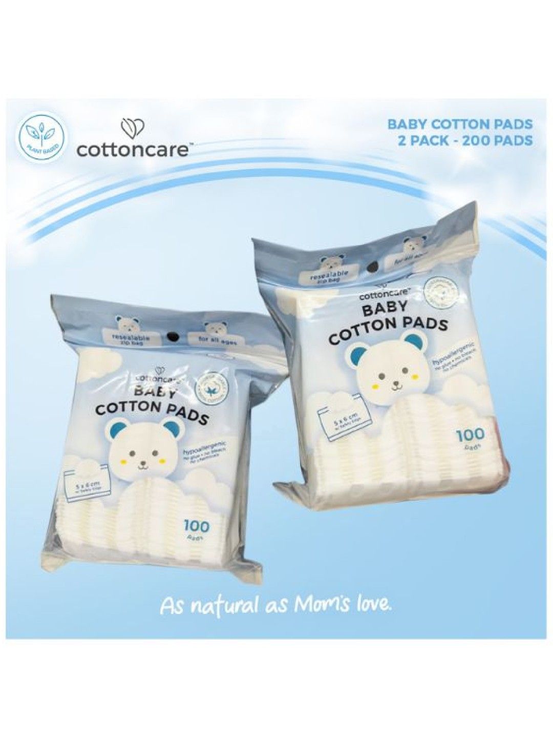 Cotton Central™ Cottoncare Baby Cotton Pads 2 Pack (200 Pads) (No Color- Image 2)