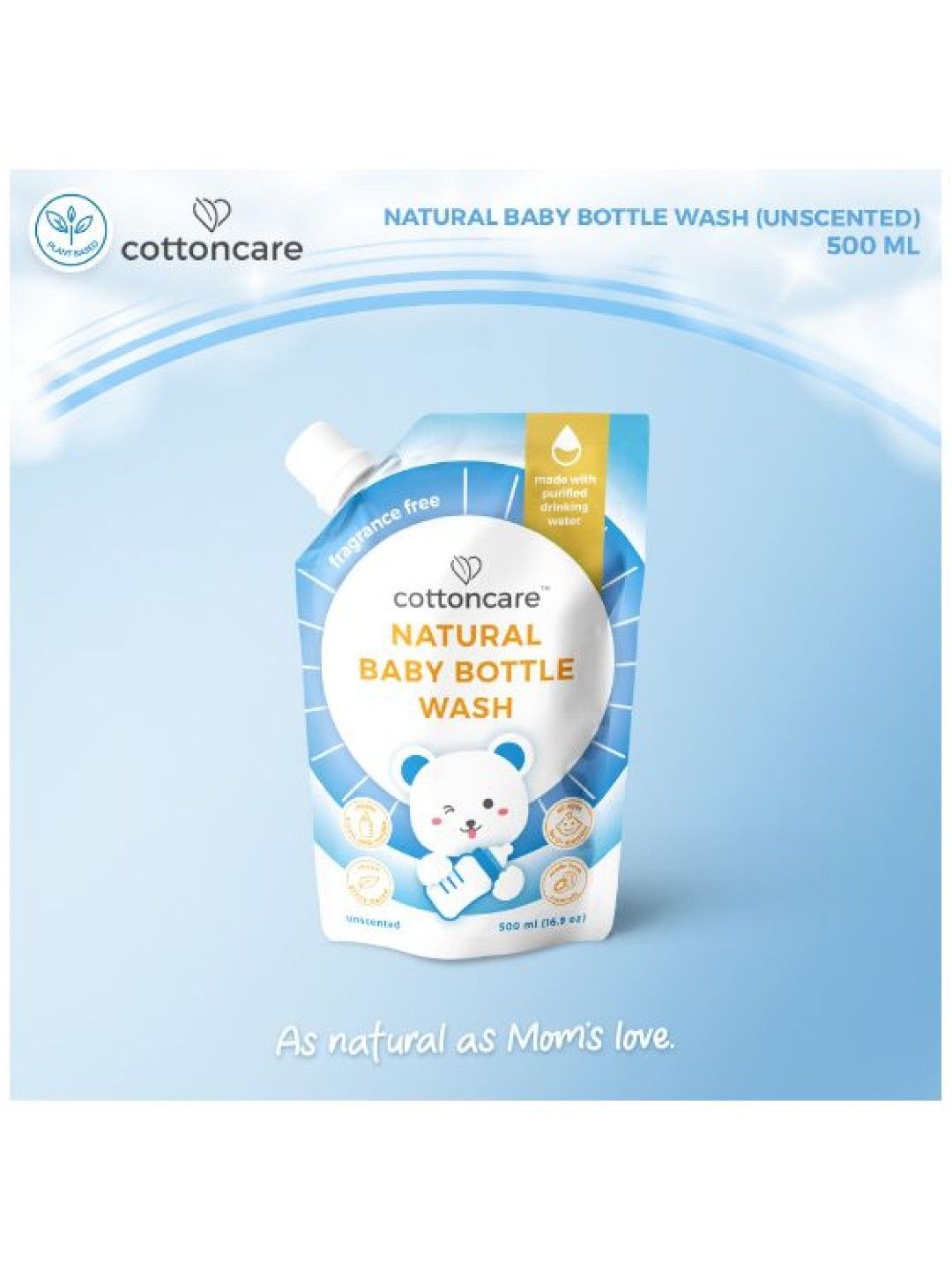 Cotton Central™ Cottoncare Natural Baby Bottle Wash - Unscented (500 ml) (No Color- Image 2)