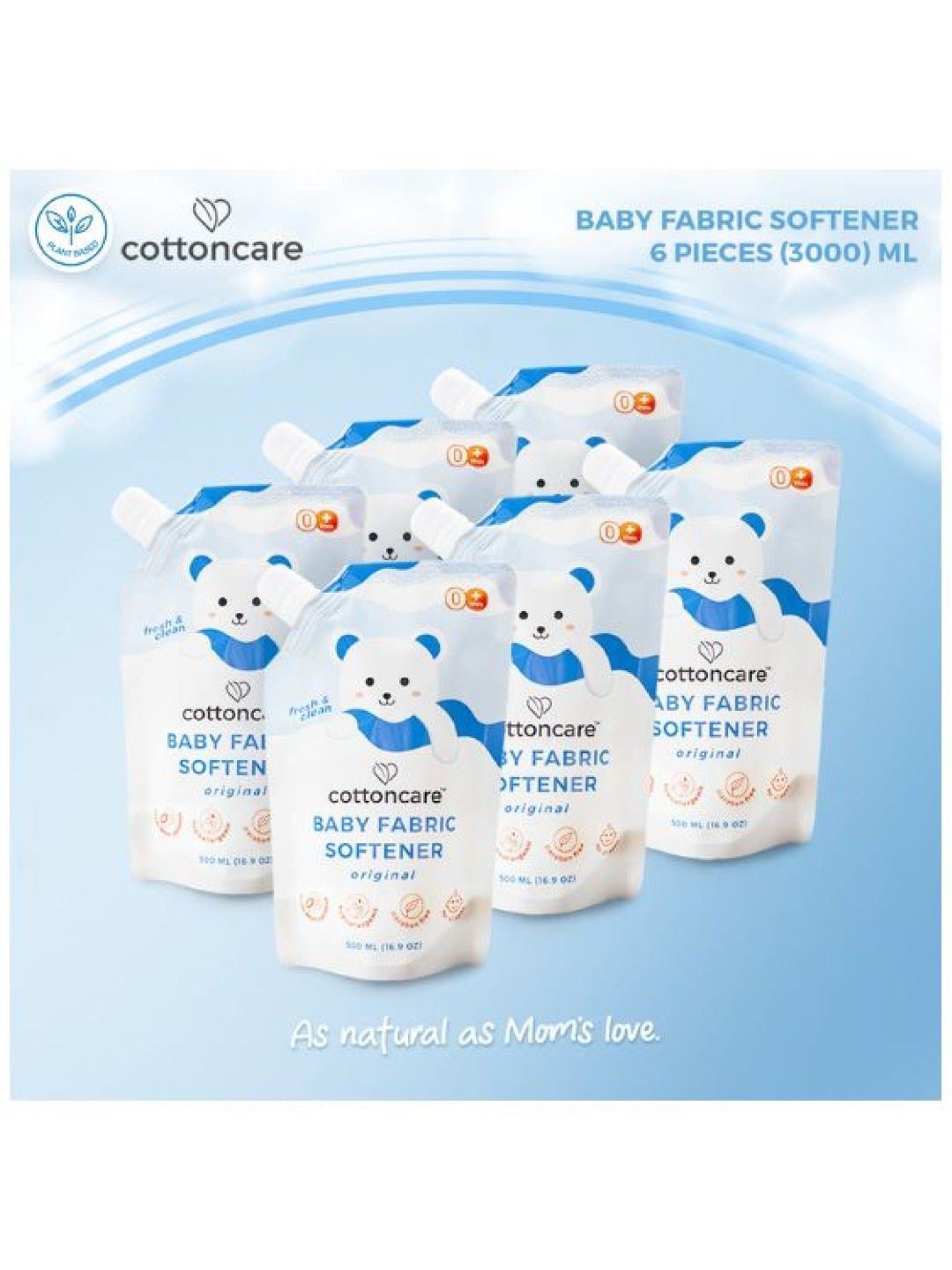 Cotton Central™ Cottoncare Baby Fabric Softener - Original 6 Pack (3000 ml) (No Color- Image 2)