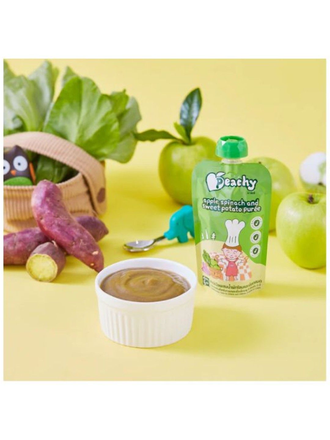 Peachy Baby Food Apple, Spinach and Sweet potato Purée (110g) (No Color- Image 2)