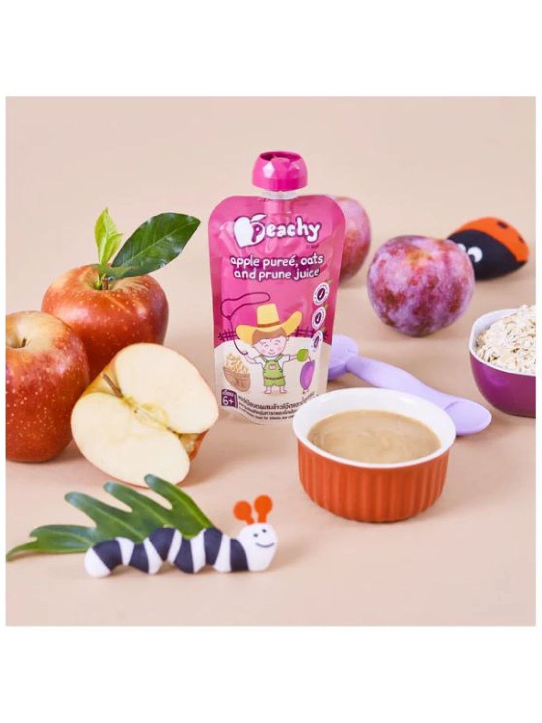 Peachy Baby Food Apple puree, Oats and Prune Juice (110g) (No Color- Image 2)