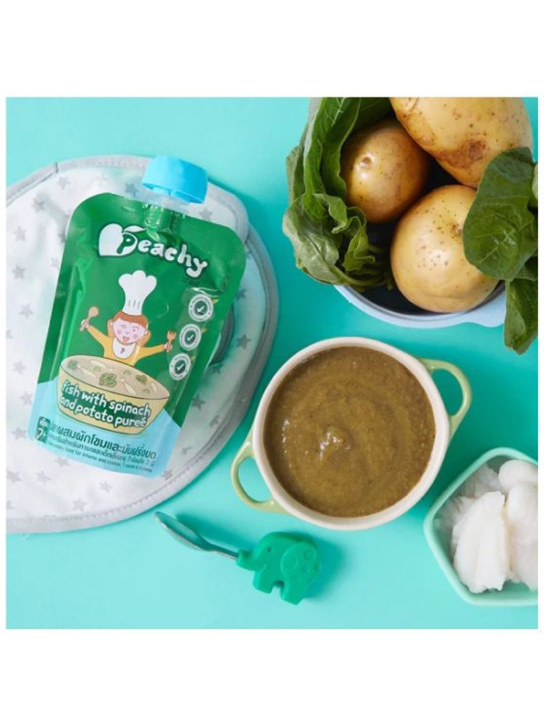 Peachy Baby Food Fish with Spinach and Potato Purée (125g) (No Color- Image 2)