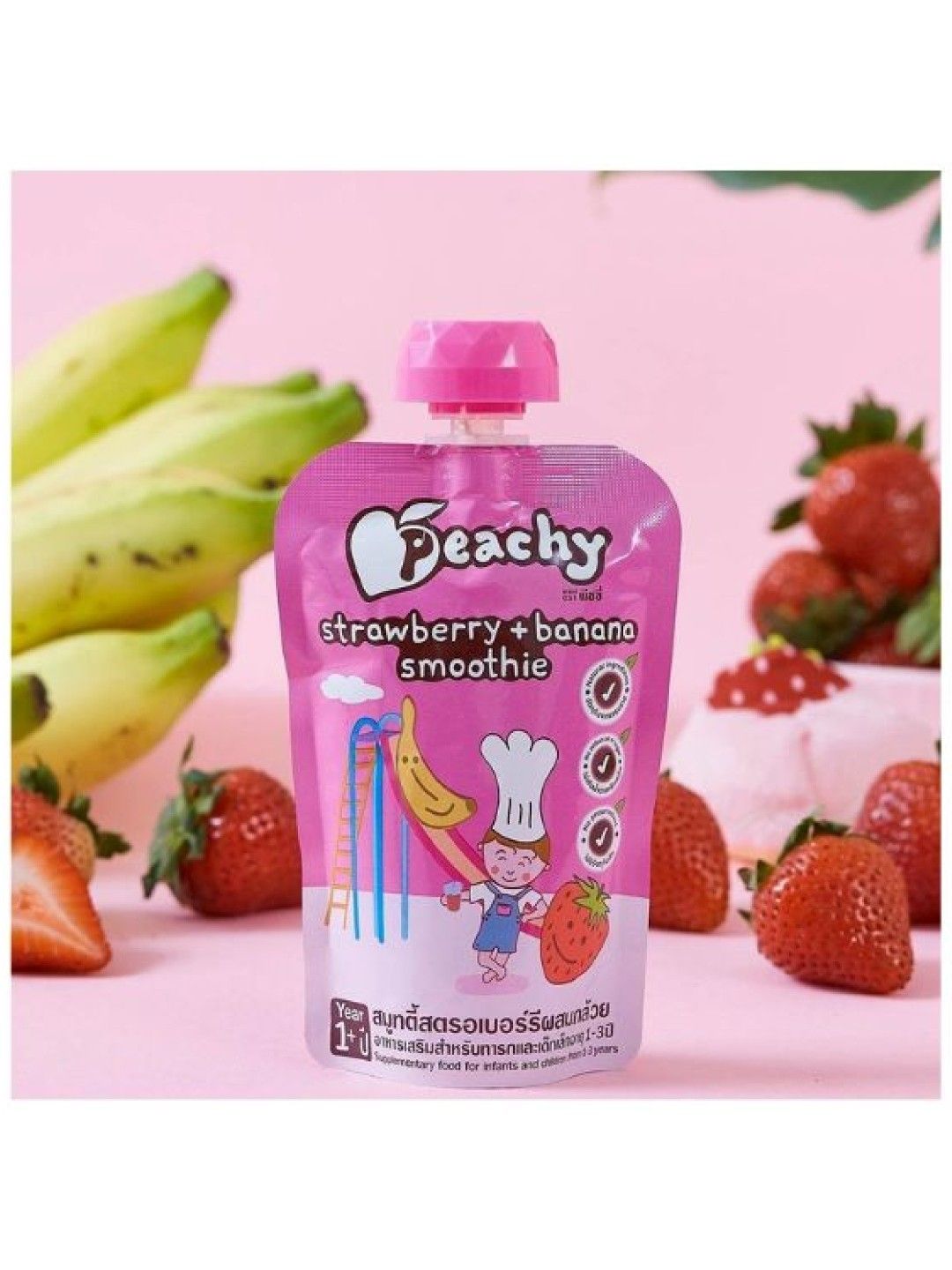 Peachy Baby Food Strawberry + Banana Smoothie (100g) (No Color- Image 2)