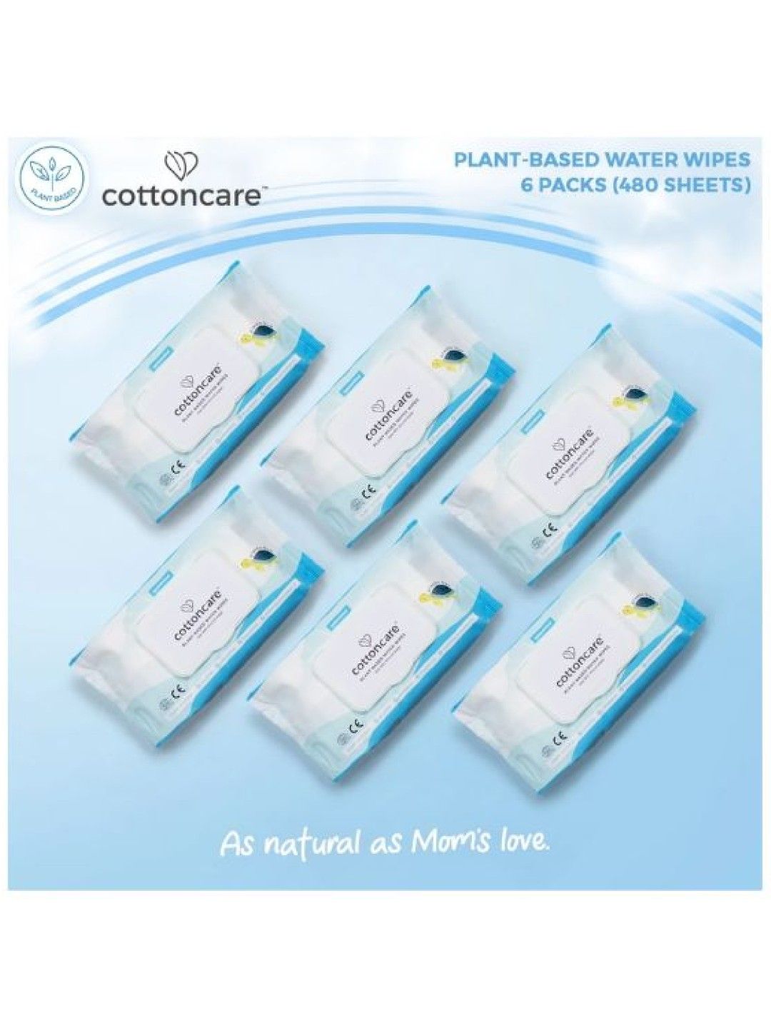Cotton Central™ Cottoncare™ Organic Plastic-Free Baby Water Wipes 6 packs (480s) (No Color- Image 2)