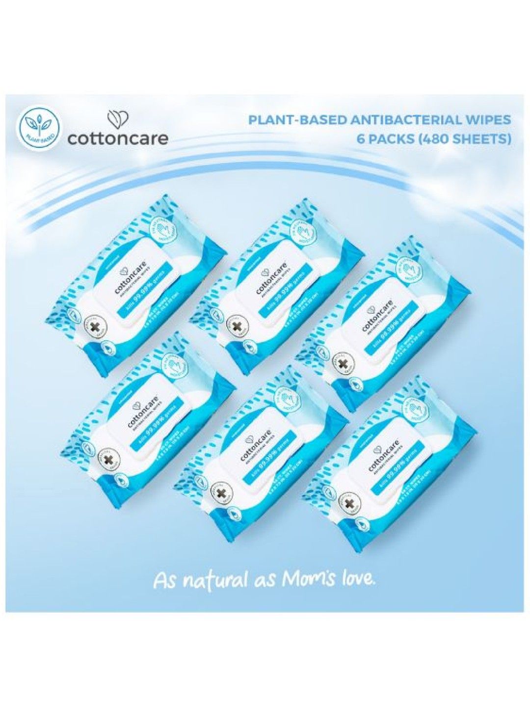 Cotton Central™ Cottoncare™ Antibacterial Plastic-Free Baby Water Wipes 6 packs (480s) (No Color- Image 2)