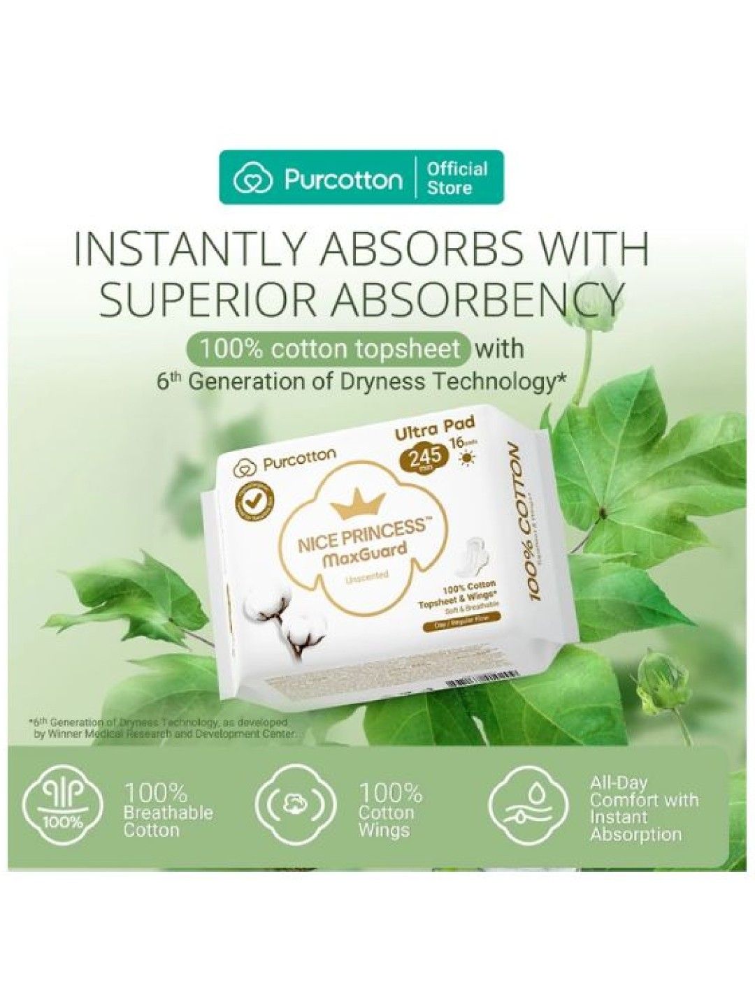 Purcotton MaxGuard Unscented Ultra Pads (16pcs) (No Color- Image 2)