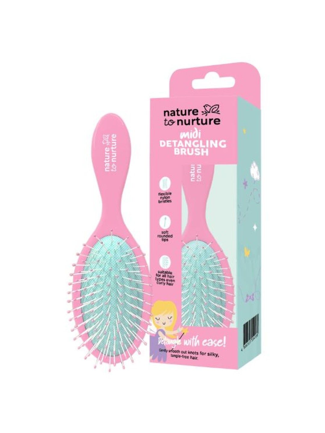 Nature to Nurture Midi Detangling Brush (Pink/Teal- Image 2)