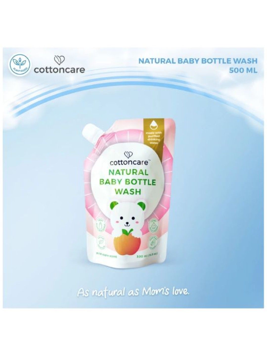 Cotton Central™ Cottoncare™ Natural Baby Bottle Wash Mild Apple scent (500ml) (No Color- Image 2)