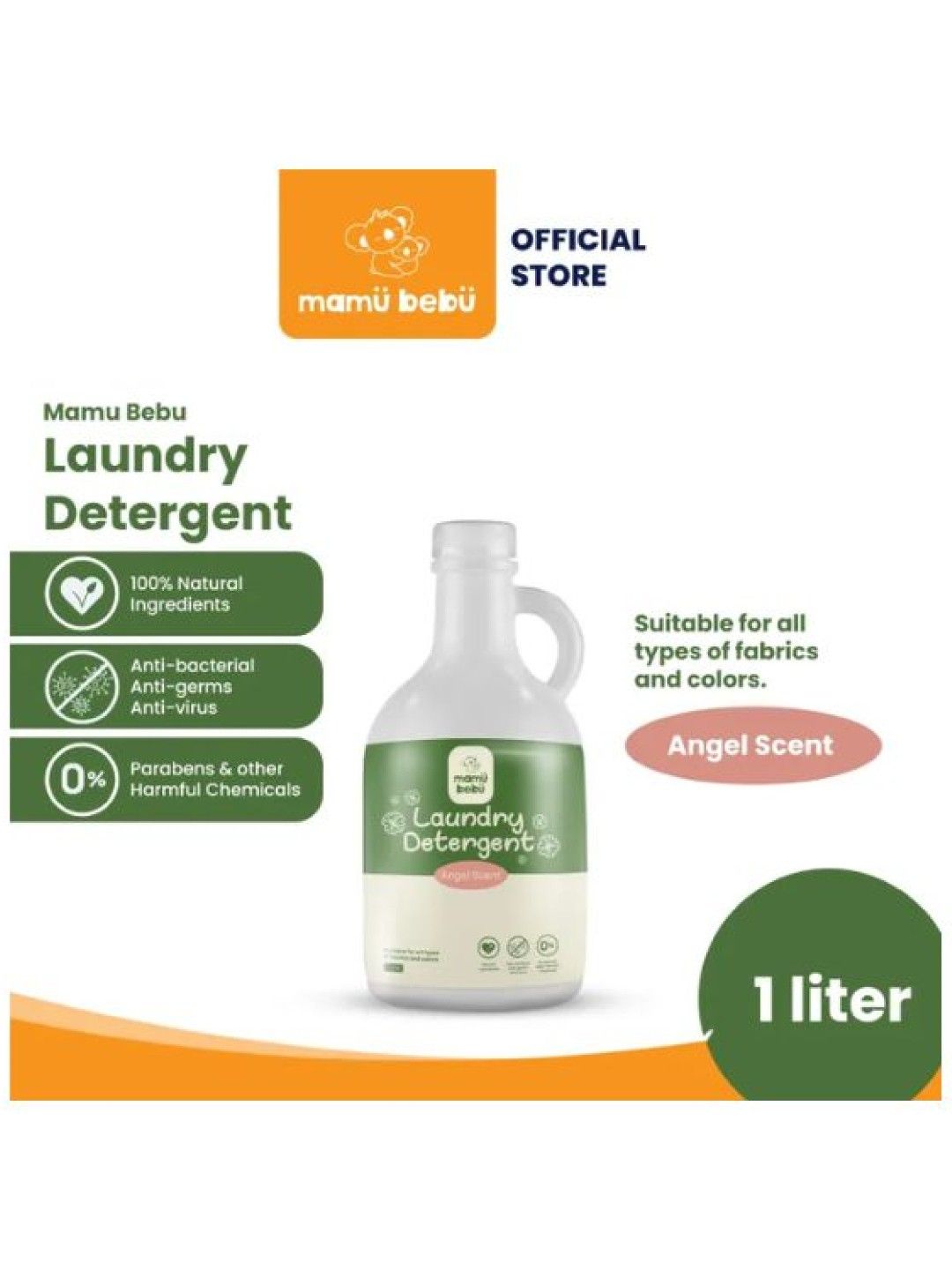 Mamu Bebu Laundry Detergent Sweet Angel (1L) (No Color- Image 2)