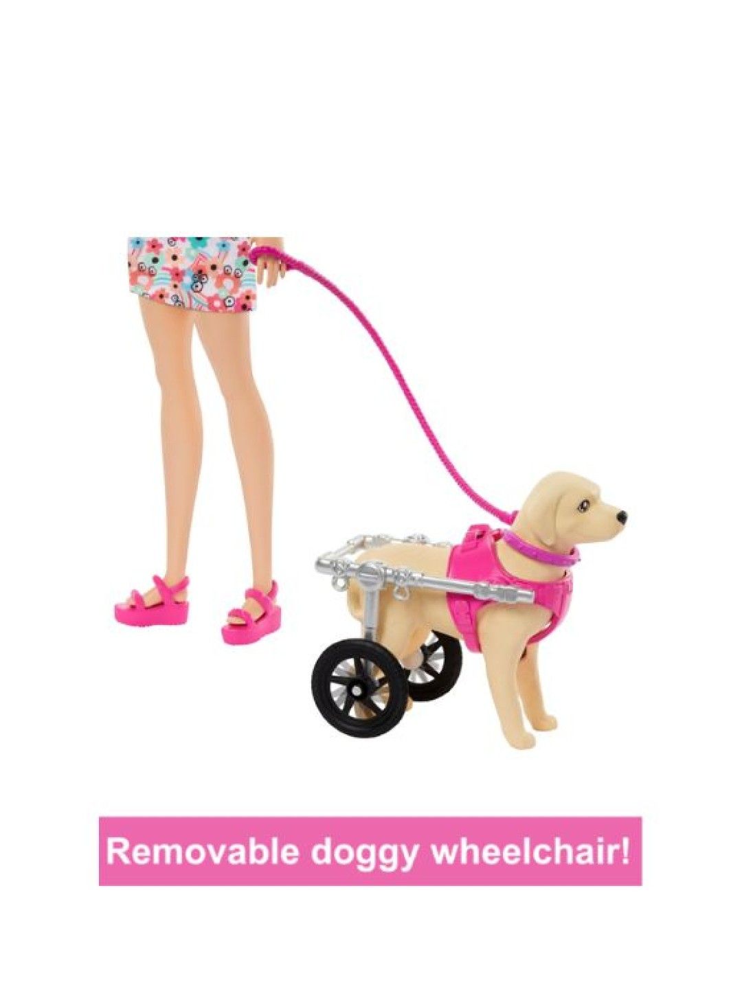 Barbie Doll With A Toy Pup And Dog in A Wheelchair (No Color- Image 2)