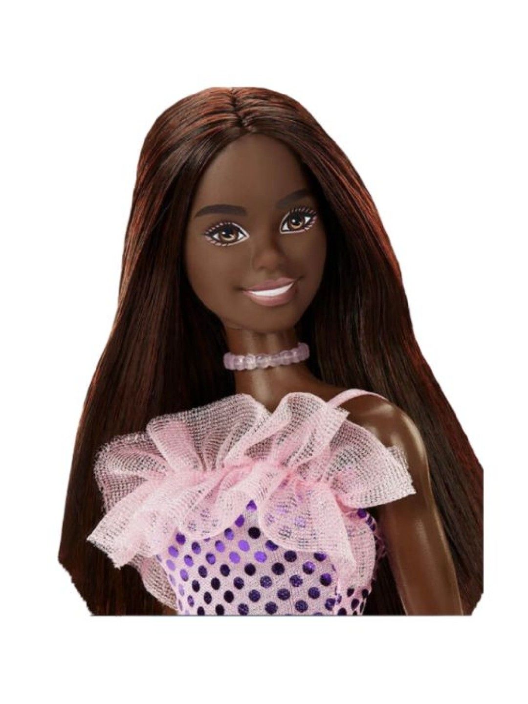 Barbie Pop Glitz Brunette Doll with Pink Metallic Dress Fashion Outfit (No Color- Image 2)