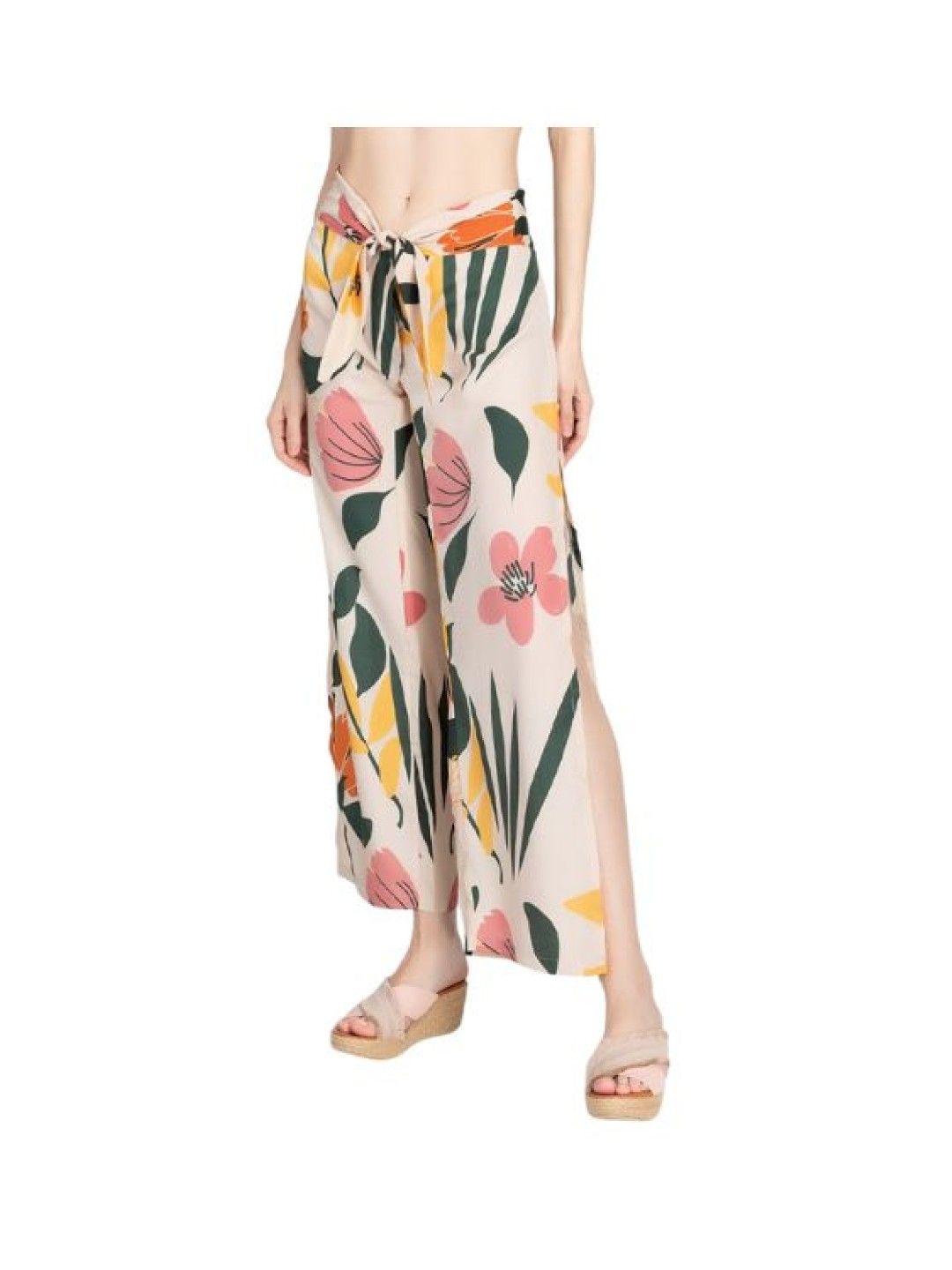 Eve's Chic Ileana Tie Front Side Slit Pants (Beige- Image 2)