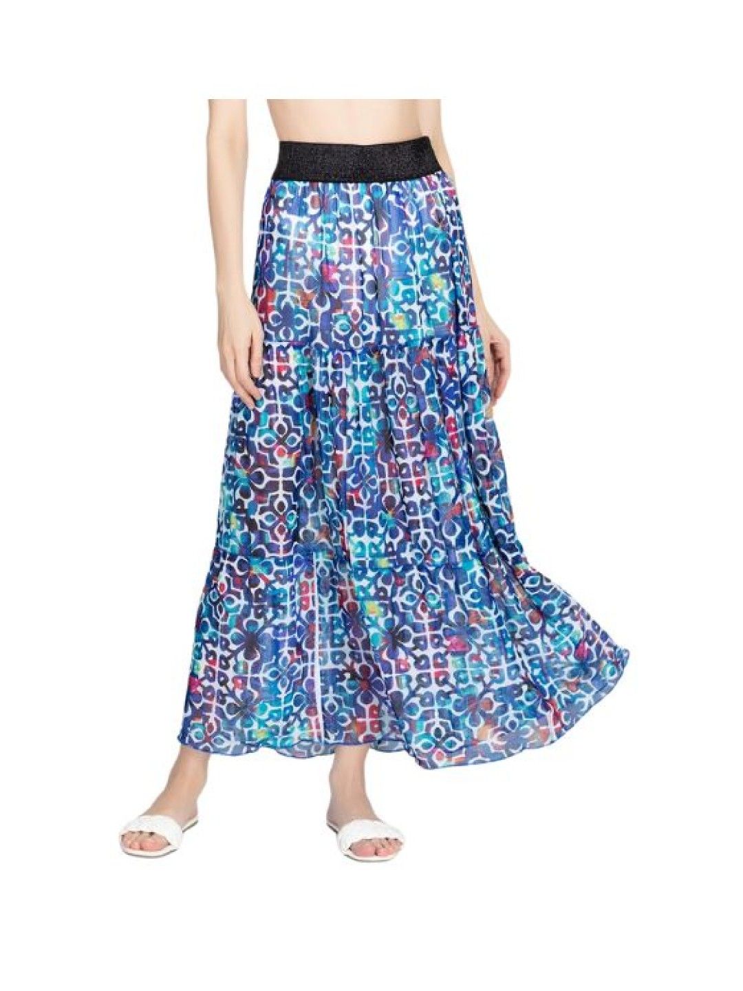 Eve's Chic Jasmine Tiered Maxi Skirt (Blue- Image 2)