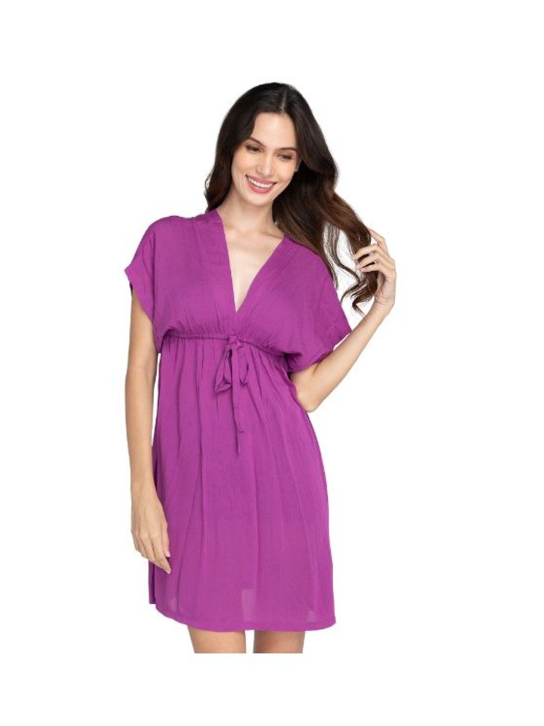 Eve's Chic Eloise V Neck Tunic Dress (Purple- Image 2)
