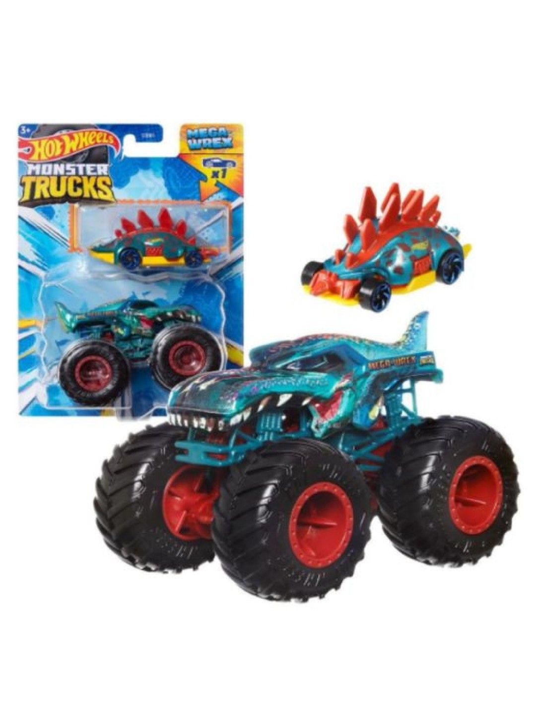 Hot Wheels Monster Trucks 1:64 Truck & Car - Mega-Wrex Combo Pack (No Color- Image 2)