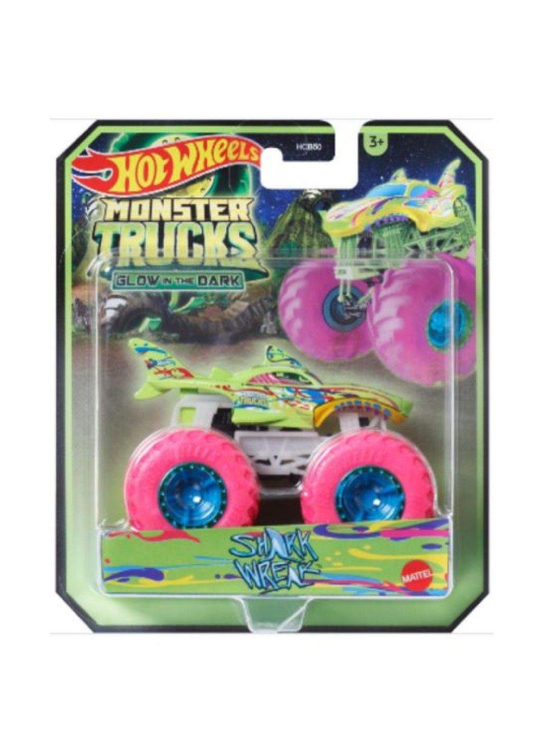 Hot Wheels Monster Trucks 1:64 Glow in the Dark Diecast - Shark Wreak (No Color- Image 2)