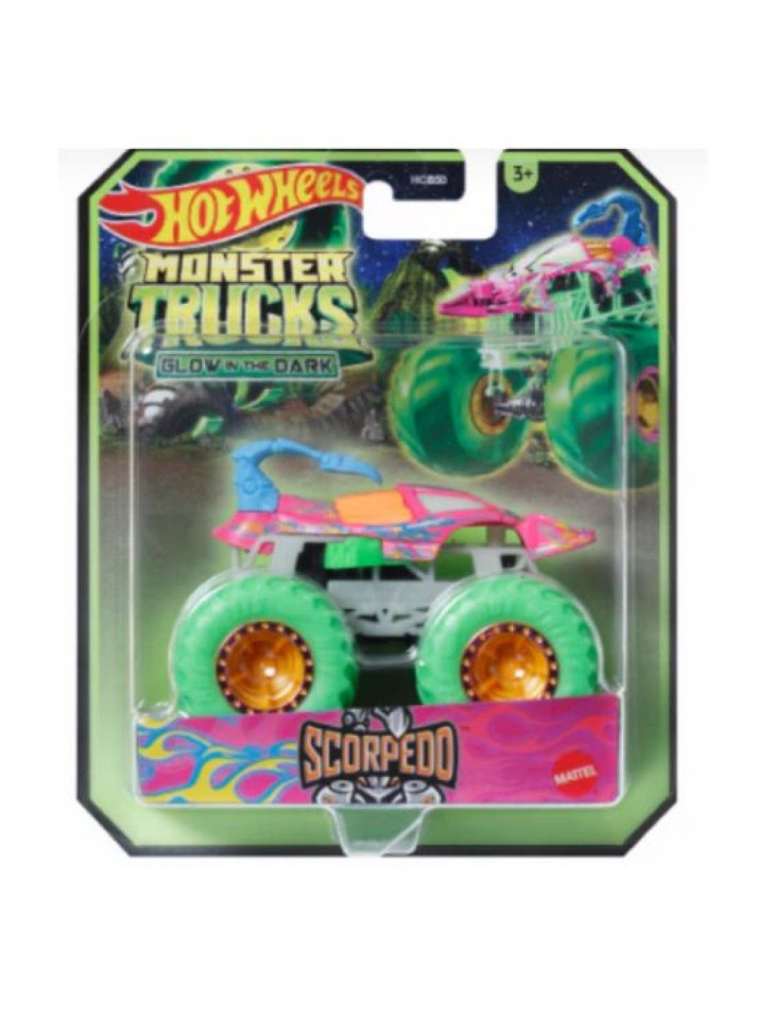 Hot Wheels Monster Trucks 1:64 Glow in the Dark Diecast - Scorpedo (No Color- Image 2)