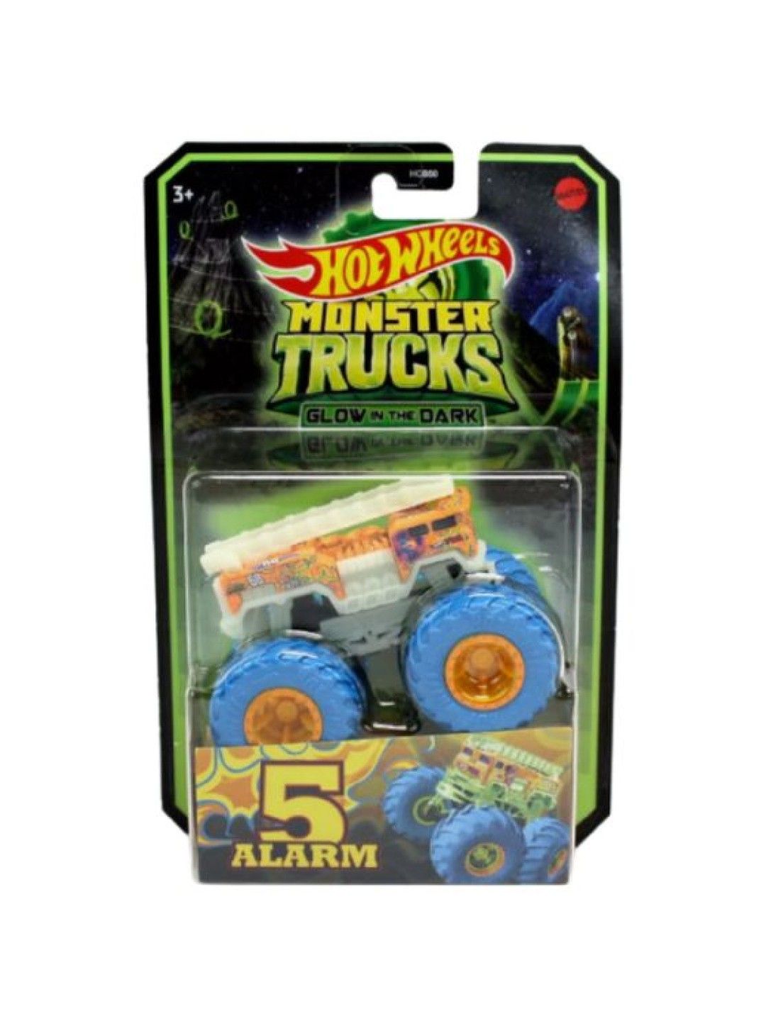 Hot Wheels Monster Trucks 1:64 Glow in the Dark Diecast - 5 Alarm (No Color- Image 2)