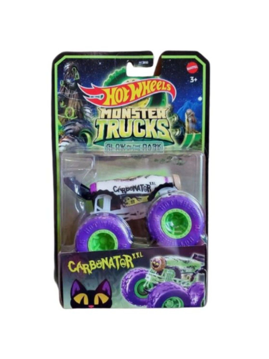 Hot Wheels Monster Trucks 1:64 Glow in the Dark Diecast - Carbonator XXL (No Color- Image 2)